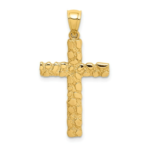 14k Yellow Gold Nugget Cross Pendant