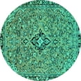 thumbnail image 1 of Ahgly Company Machine Washable Indoor Round Abstract Turquoise Blue Modern Area Rugs, 5' Round, 1 of 4