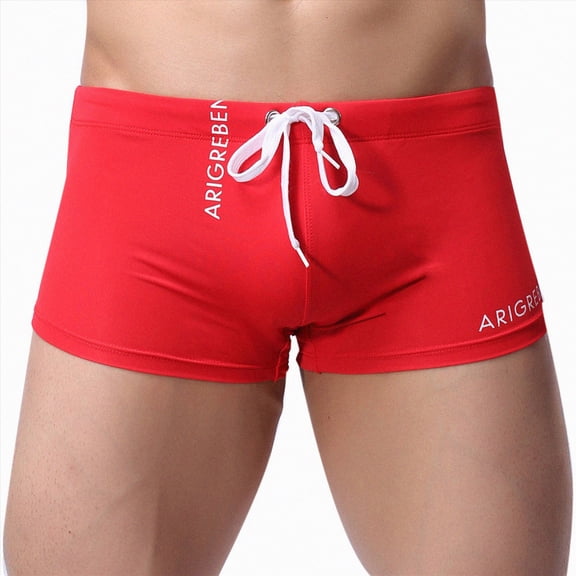 kpoplk Mens Basic Classic Swim Briefs Padded Bikini Swimwear Square Swimsuit Bikini Bottoms Low Rise S-XXL Size XL,Red