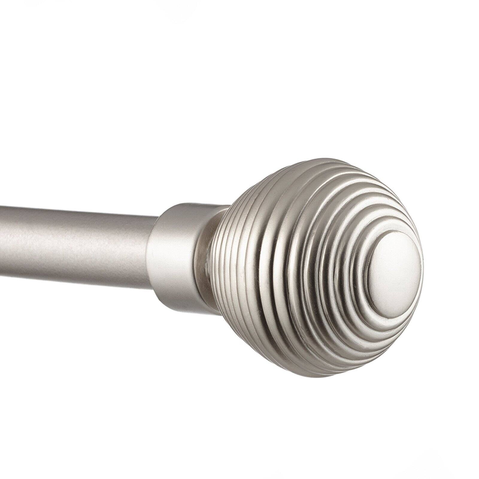 Exclusive Home Modern Layer 1" Curtain Rod and Finial Set, Matte Black, Adjustable 66"-120"
