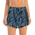 thumbnail image 4 of Lsque Blue Leaves A Printed Women's Running Shorts with Liner Pockets,Elastic Quick Dry Workout Athletic Gym Yoga Shorts,Womens High Waist Shorts-Large, 4 of 9