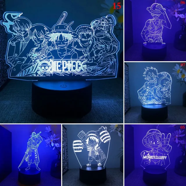 Figura de acción de One Piece Monkey D Luffy, luz nocturna LED, Roronoa Zoro, juguetes, lámpara de mesa, decoración del hogar, regalos de cumpleaños