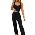 thumbnail image 2 of Xunmmm Womens Pajamas Set Lace Straps Tank Top and Long Pants Ribbed Loungewear Sleepwear Home Clothes, 2 of 7