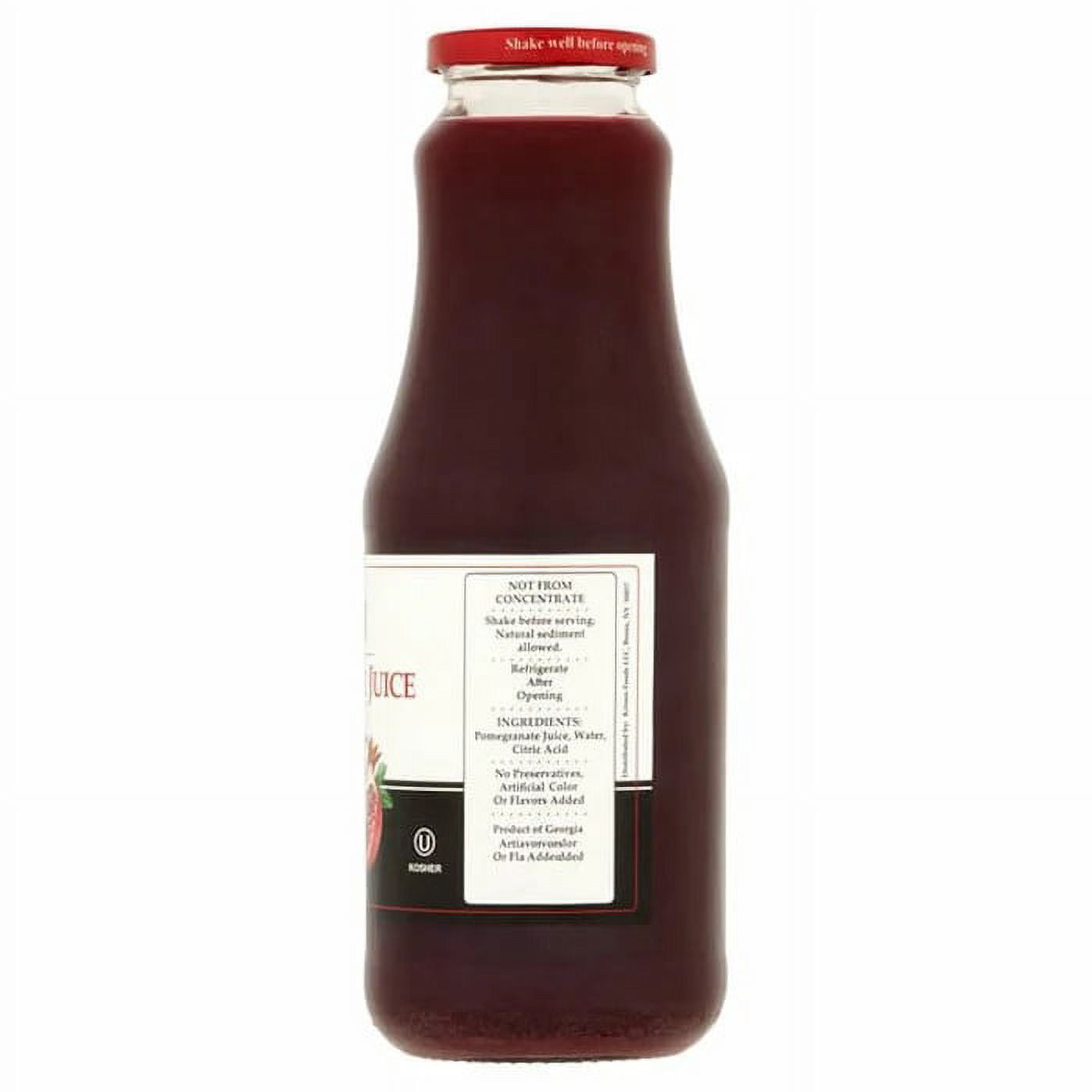 (6 pack) Marco Polo All Natural Pomegranate Juice, 33.8 fl oz, Tart and Delicious
