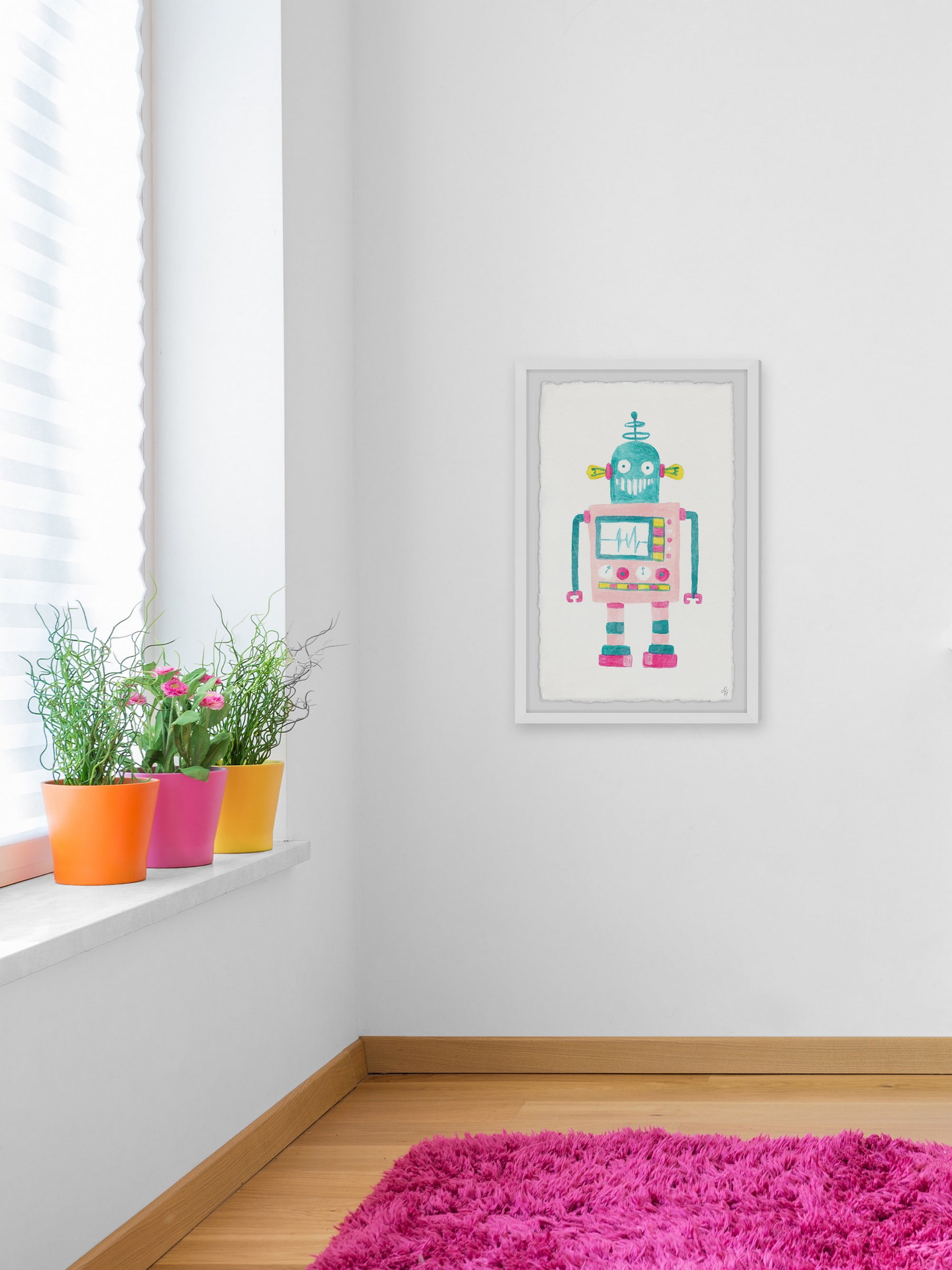 Marmont Hill Girly Robot Framed Wall Art