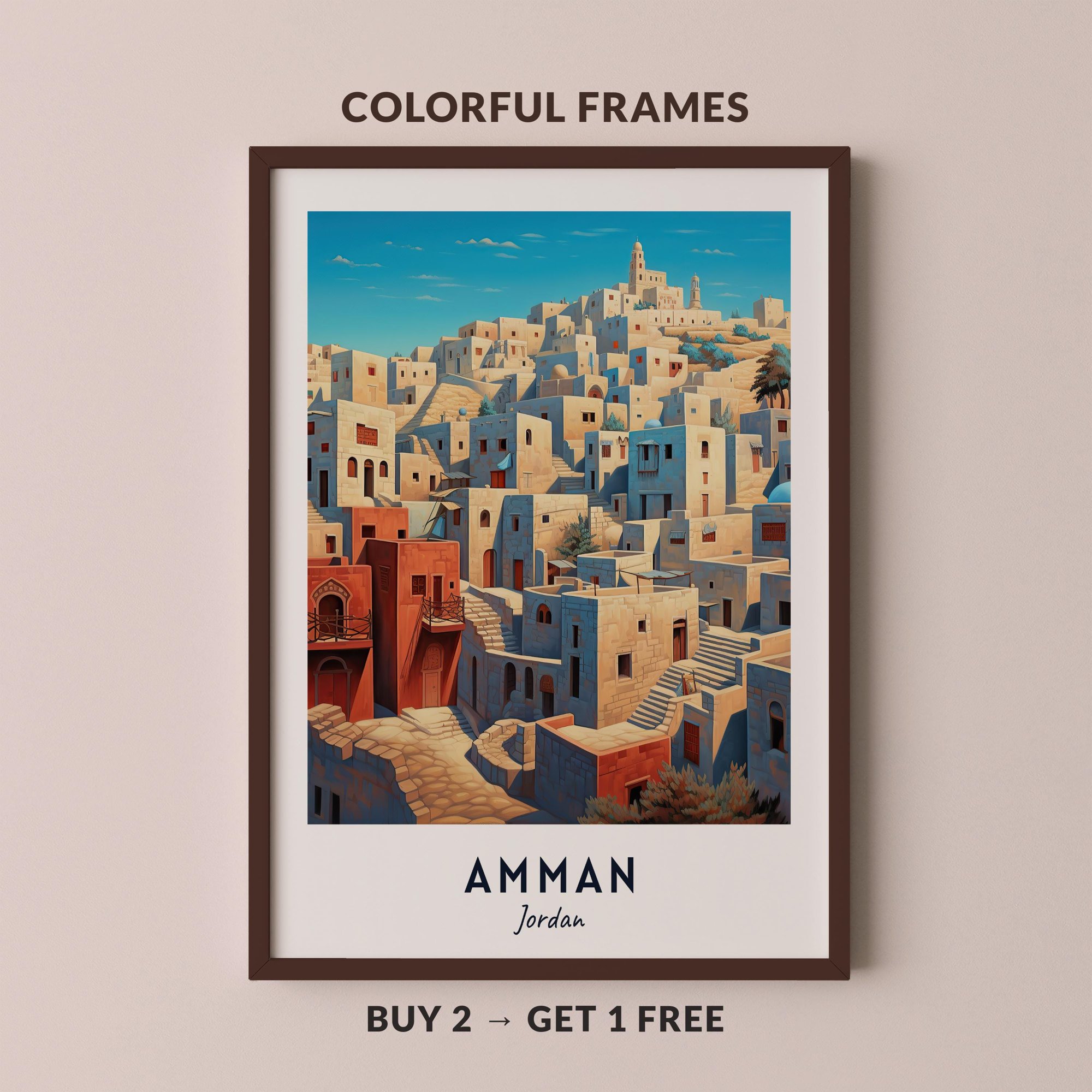 Amman Travel City Cityscape Poster , Poster Print Only