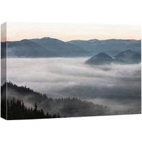 wall26 Canvas Print Wall Art Fog Glides Over Mountain Landscape Nature Wilderness Photography Realism Rustic Scenic Colorful Multicolor for Living Room, Bedroom, Office - 24"x36"