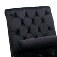 thumbnail image 5 of Velvet Chaise Sofa with Lumbar Pillow, Modern Ergonomic Upholstered Concubine Sofa Chair, Comfy Button-Tufted Sleeper Recliner Sofa for Living Room, Bedroom, Balcony, Black, 5 of 7