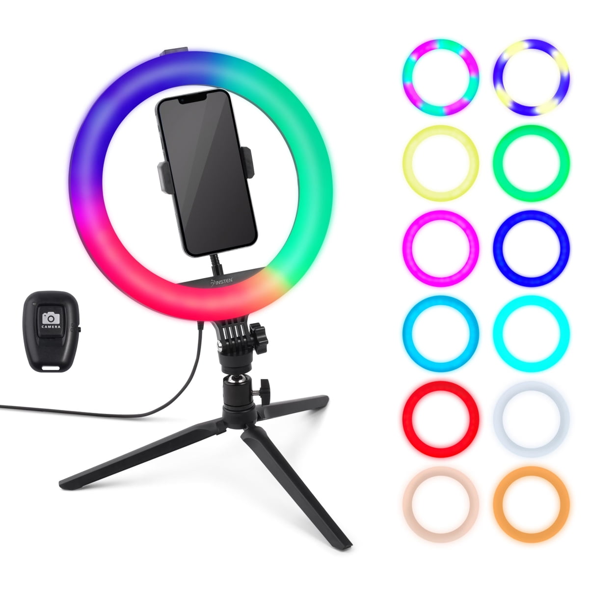 Compatible with iPhone Bluetooth Remote,Dimmable LED Beauty Desktop Circle Light for Makeup/Live Stream/TikTok/YouTube Video 10 Selfie Ring Light with Stand & Phone Holders Android Phones 