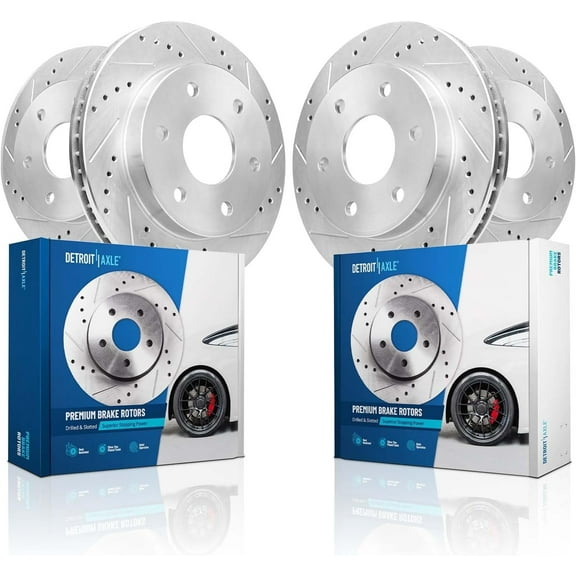Detroit Axle - 4WD Front and Rear Drilled Disc Brake Rotors for 2004-2008 Ford F-150 Lobo 2006-2008 Lincoln Mark LT