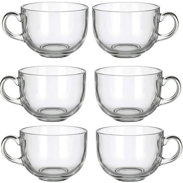 6 Pack Multipurpose Gourmet Coffee Tea Mugs 480 ML-Thick Clear Glass With Handle For Perfect Espresso Cappuccino or Latte