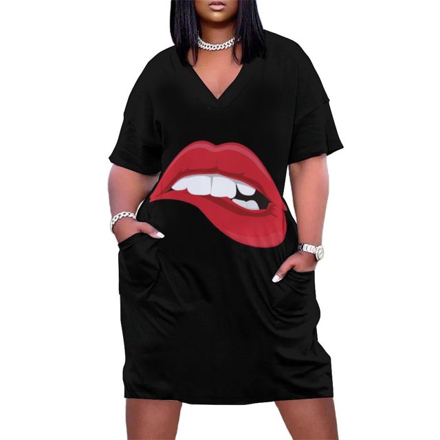 Vestido de bolsillo suelto con mordedura de labios, vestido de noche de lujo para mujer para boda, ropa de mujer, vestido de mujer