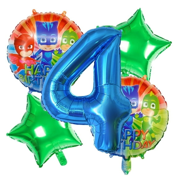5 PCS Birthday Party Balloons PJ Mask Balloons 4th Birthday Balloons Party