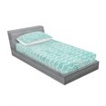 thumbnail image 3 of Ambesonne Nautical Fitted Sheet & Pillow Sham Set, Ocean Sea Wave Pattern, Queen, Turquoise White, 3 of 3