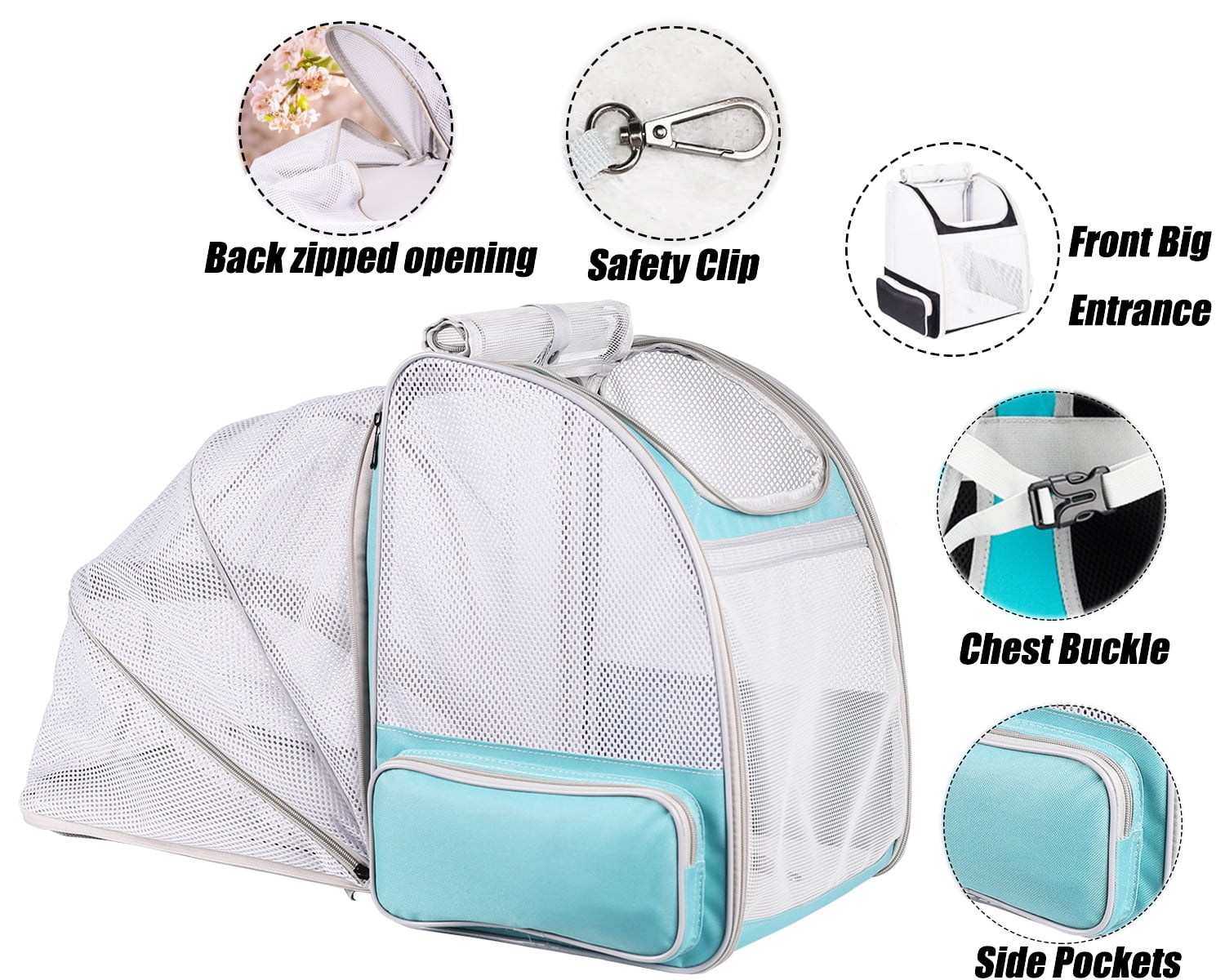 Back Expandable Pet Carrier Backpack for Cats, Small Puppies,Fully Ventilated Mesh, Most Airline Approved, Designed for Travel, Hiking, Walking & Outdoor Use