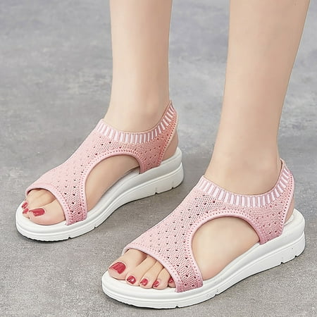 

Women Ladies Breathable Comfort Hollow Out Casual Wedges Cloth Shoes Sandals Elasticated Open Toe Casual Sports Sandals