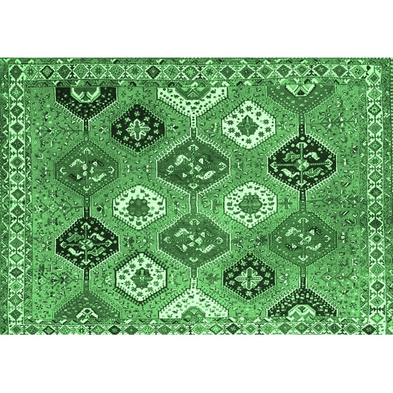 Ahgly Company Indoor Rectangle Persian Emerald Green Traditional Area Rugs, 8' x 12'