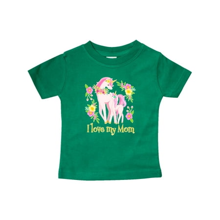 

Inktastic I Love My Mom Unicorn with Pink and Yellow Flowers Gift Baby Boy or Baby Girl T-Shirt