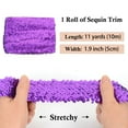 thumbnail image 2 of Elastic Sequin Trim, 1.9 Inch 5 Row Flat Glitter Paillette Sequin Ribbon, Bling Fabric DIY Metallic Stretch Sequin Strip, 11 Yards, Purple, 2 of 5