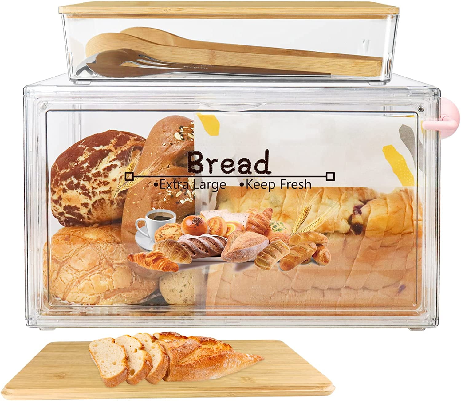 Bread Box for Kitchen Countertop, Stackable Double Layer Bread Storage