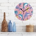 thumbnail image 3 of Dolphins Moon Stars Palm Trees Round Wall Clock Silent Analog Battery Operated Black Pointer Home Decor 9.84" Diameter, 3 of 11