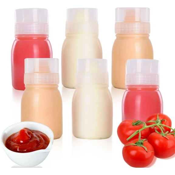 6pcs Condiment Porous Squeeze Bottles, Salad Dressing Oil Container with Lids for BBQ Sauces, Leakproof Condiment Storage Bottles, 6 oz Travel Bottles