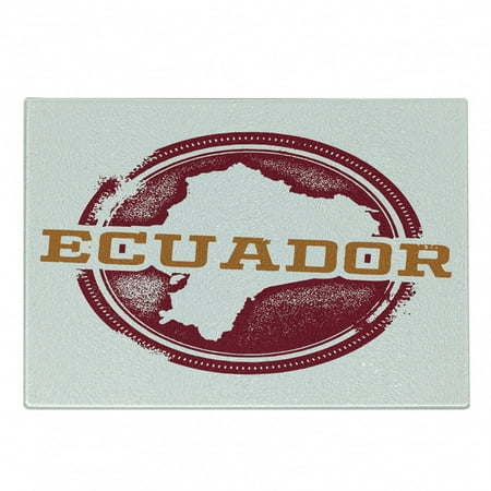 

Ecuador Cutting Board Grungy Travel Stamp Looking Political Map South America Print Decorative Tempered Glass Cutting and Serving Board in 3 Sizes by Ambesonne