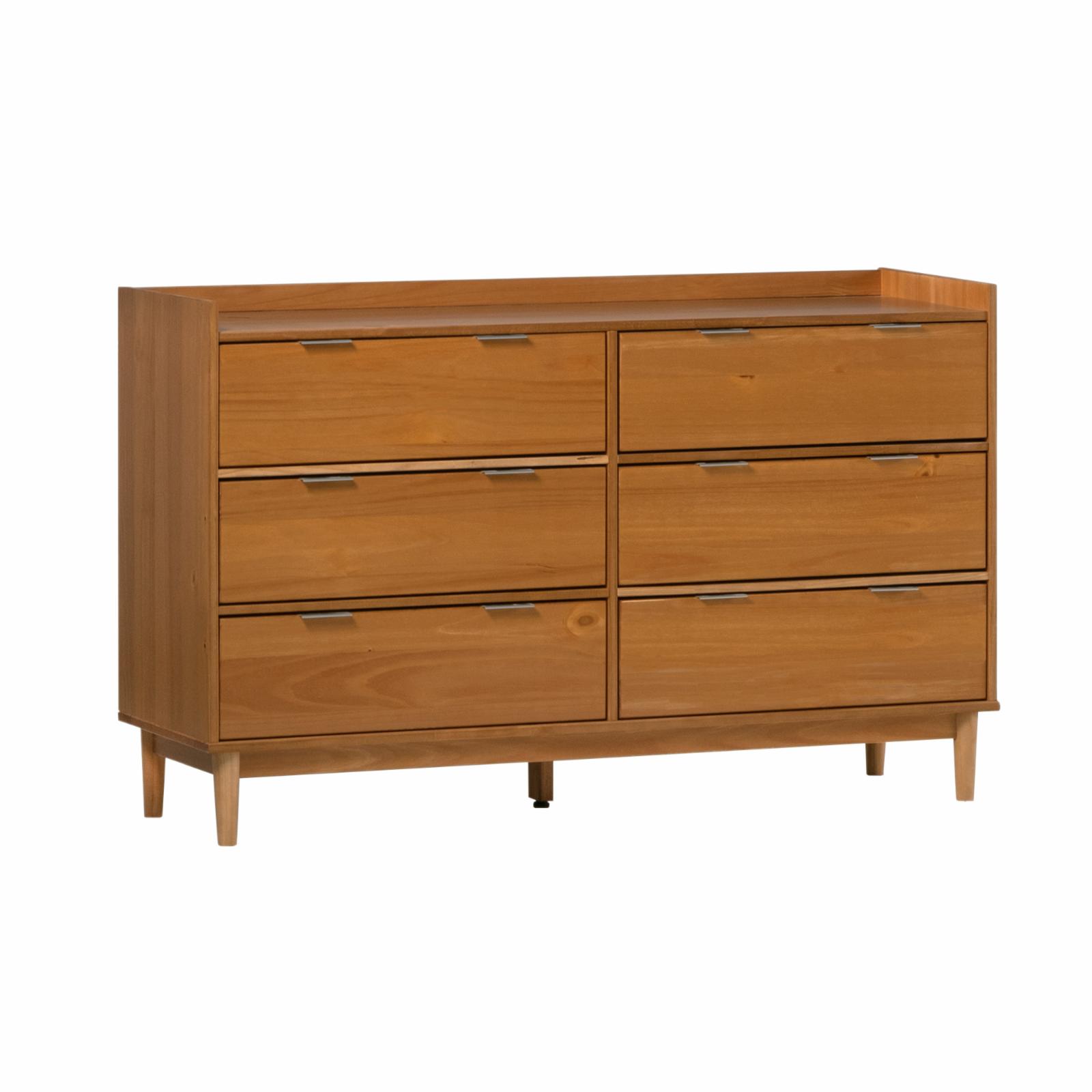 Manor Park 55 in. MidCentury Modern Gallery Top Solid Wood 6Drawer