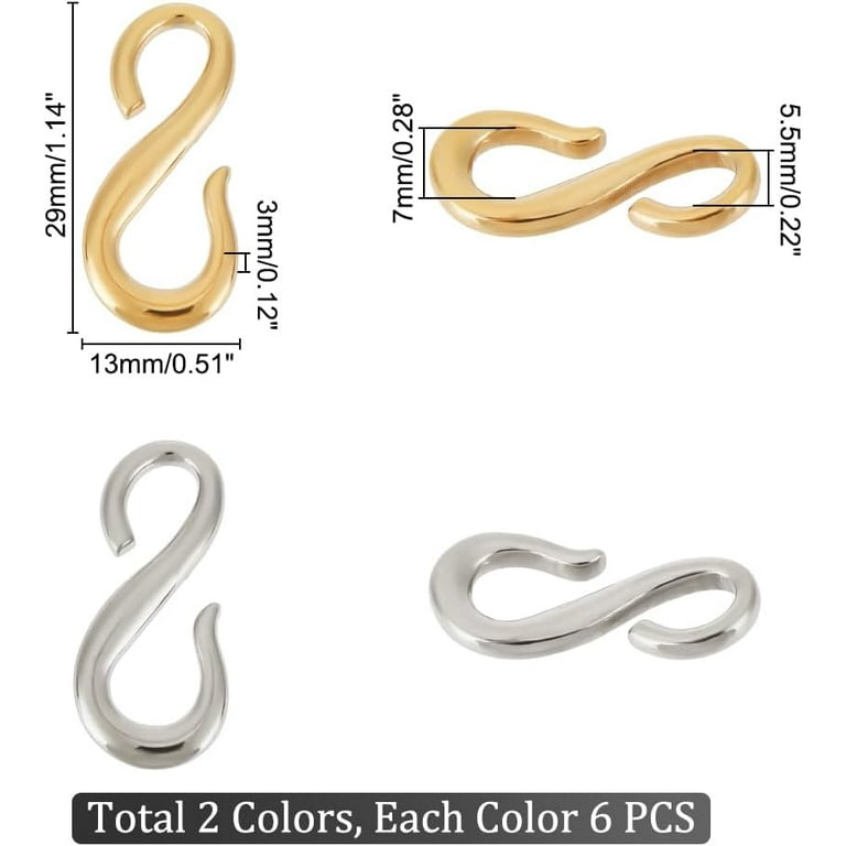 200Pcs 10mm Stainless Steel Hook Clasps - 8-Shaped Jewelry Connectors For DIY Necklaces & Bracelets