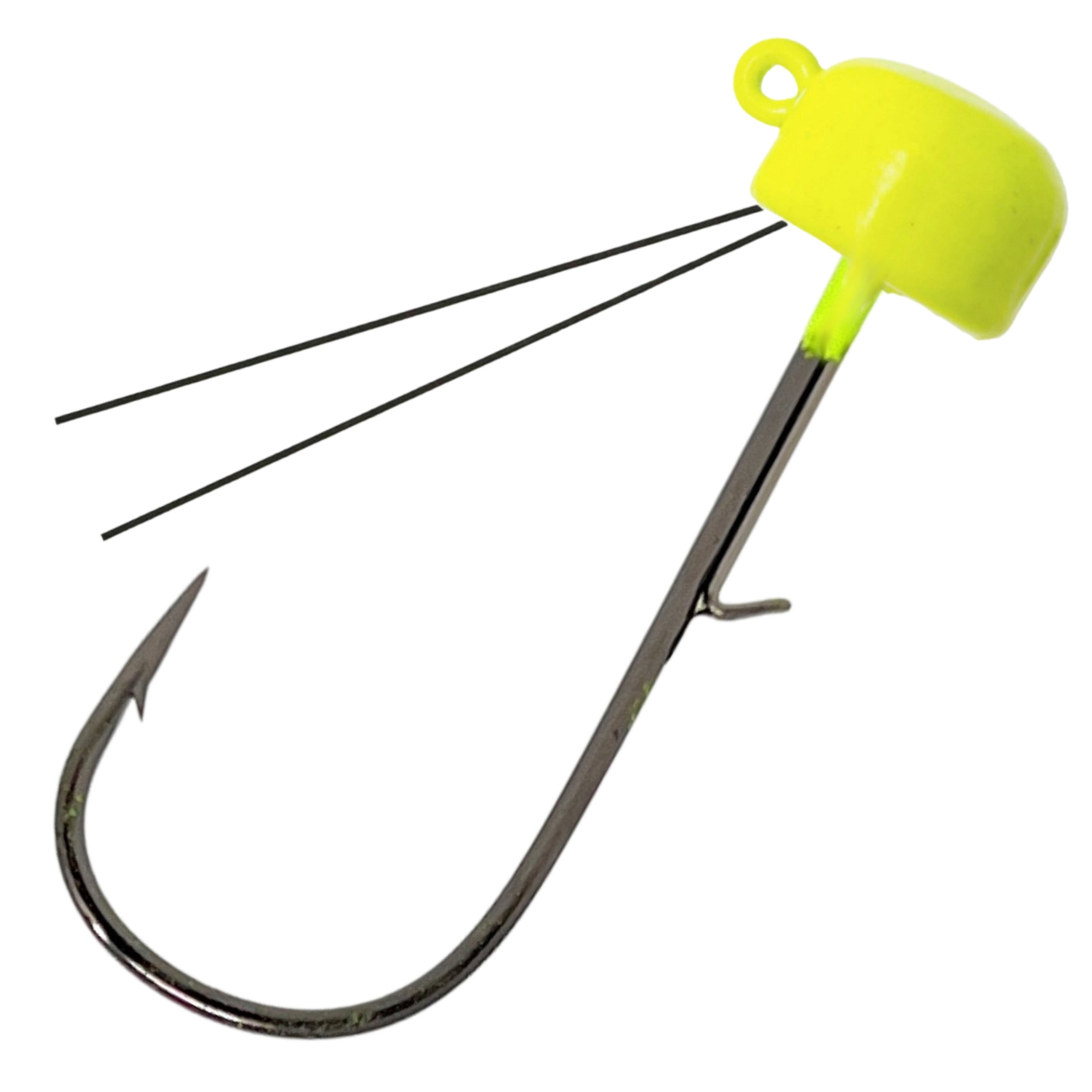 Reaction Tackle Tungsten Mushroom Head Ned Rig Shroom Jig Heads for Finesse Fishing, Weedless Jig Head for Bass Fishing with Soft Lures (5-Pack) 1/8oz Chartreuse weedless