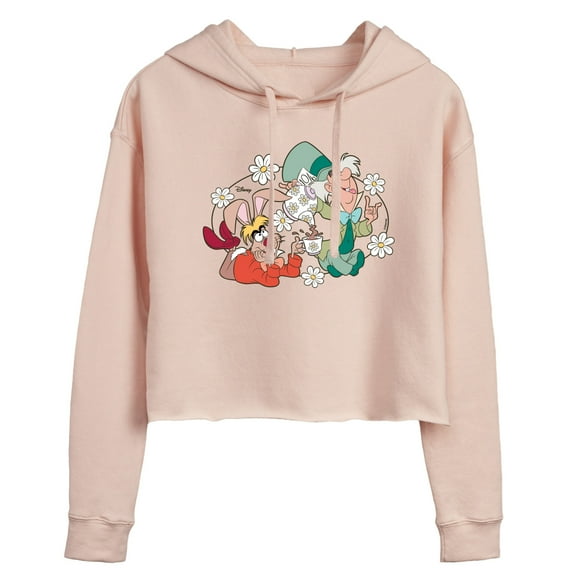 Disney - Alice In Wonderland - Hatter And Hare Daisy - Juniors Cropped Pullover Hoodie
