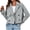 Gray, variant on Double Breasted Women Solid Color Lapel Trench Coat Cropped Jacket