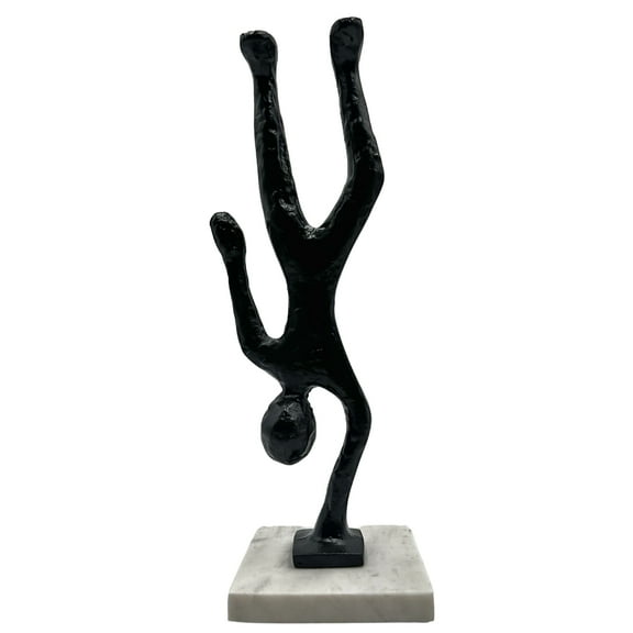 Bergamo Art Handmade Metal 12 in Abstract Upside Down Person Sculpture in Black