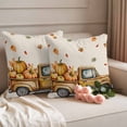 thumbnail image 2 of Yellow Truck Fall Outdoor Waterproof Pillow Covers, Thanksgiving Pumpkins Black Linen Decorative Square Throw Pillowcase Sofa Cushion Sham for Patio/Couch/Chair, 16"x16" 2 Pack, 2 of 8