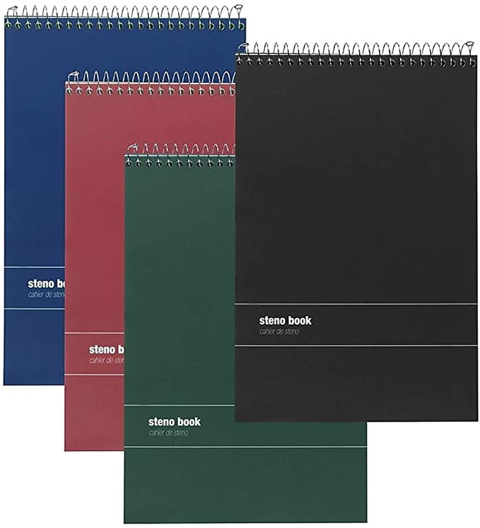 MyOfficeInnovations Steno book 9' x 6' 80 Sheets Gregg Ruled Assorted Colors Dozen 163485