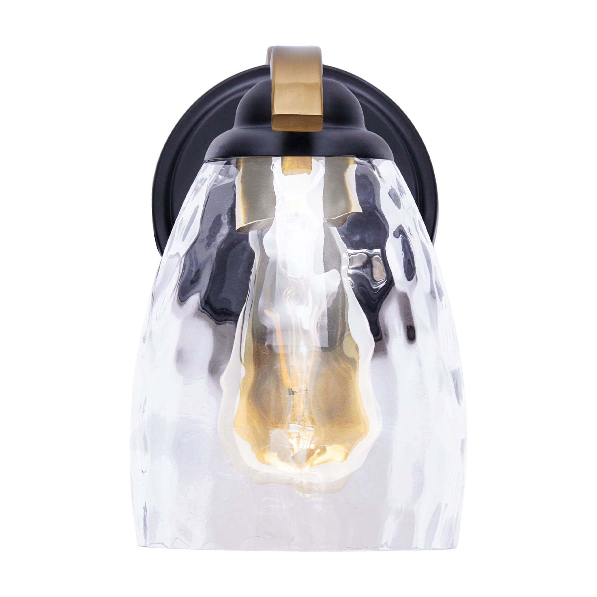 Teamson Home Heidi Dimmable 1-Light Armed Wall Sconce, Black/Brass