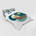 thumbnail image 3 of Ambesonne Cartoon Bedding Set 3 Pcs, Wolf Captain Boat, Twin XL, Multicolor, 3 of 3