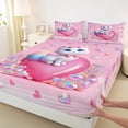 thumbnail image 3 of Homewish Kawaii Bowknot Cat Twin Sheet Sets for Girl, Romantic Love Heart Twin Fitted Sheet, Fashion Kitten Animal Flat Sheet, Lightweight Room Decor, 3-Piece, 3 of 7