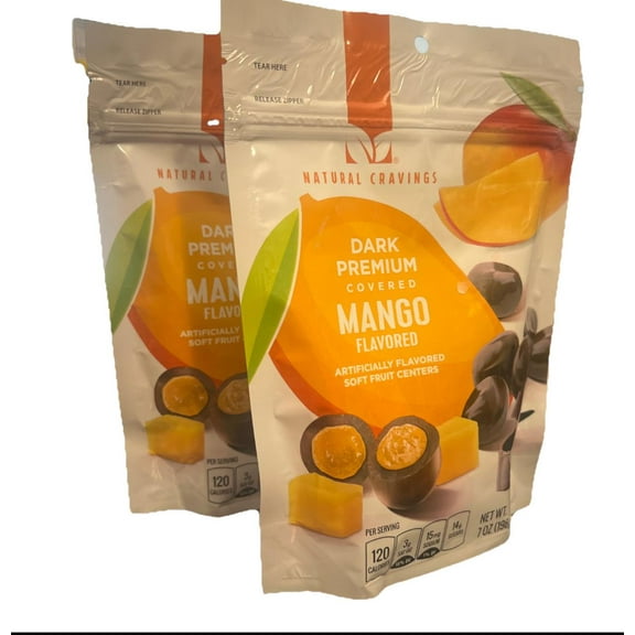 Dark Covered Mango Flavored Soft Fruit Centers 7 oz Bag