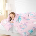 thumbnail image 5 of Manfei Pink Blue Seashell Bow Bedding Comforter Set for Girls Kids, Dreamy Ocean Full Bedding Set, Pink Reversible 7 Pieces, 5 of 6