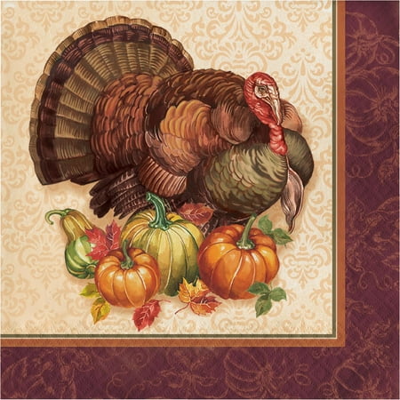 Thanksgiving Turkey 16 Ct 6.5" Luncheon Napkins