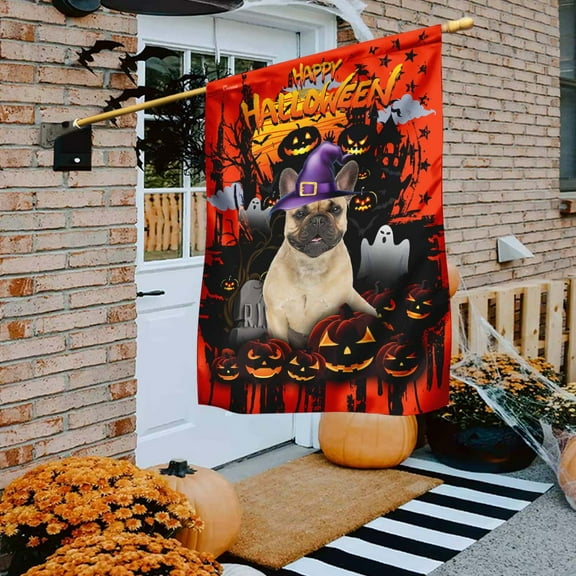 Flagwix Halloween Flag, French Bulldog Halloween Decoration, Fall Decor, Outdoor Canvas Double-sided Printed Flag 30x40 House Flag