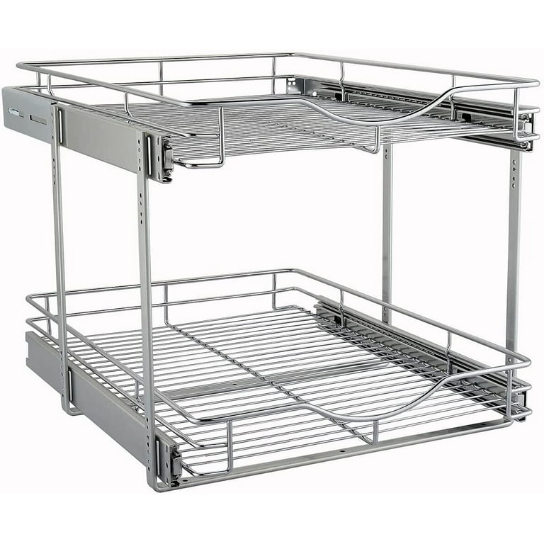 S304 Storage 2 Tier Pull Out Cabinet Organizer – 2Tier Wire Basket Pull Out  Shelf Storage for Kitchen Base Cabinet Organization - AliExpress