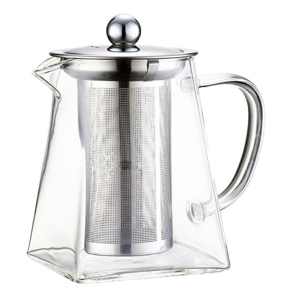Tetera de vidrio de borosilicato con infusor resistente al lavavajillas y al microondas. 650ml