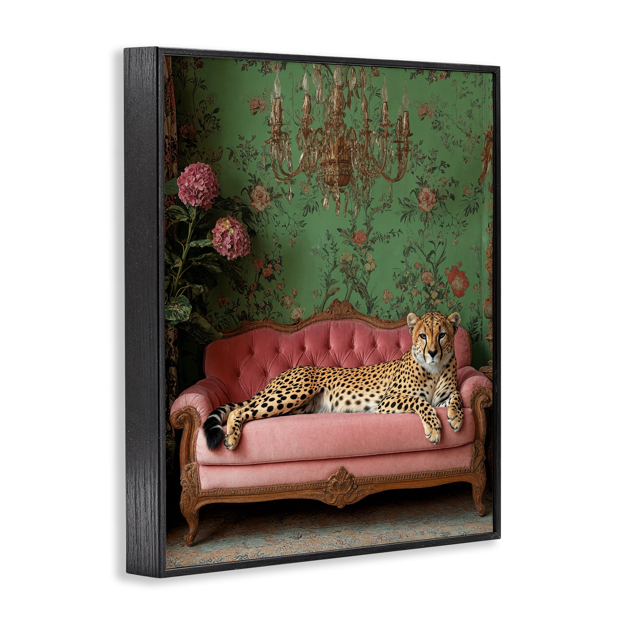 Stupell Industries Ornate Sophisticated Leopard Lounging Black Framed Giclee Art, design by Scott Stulberg