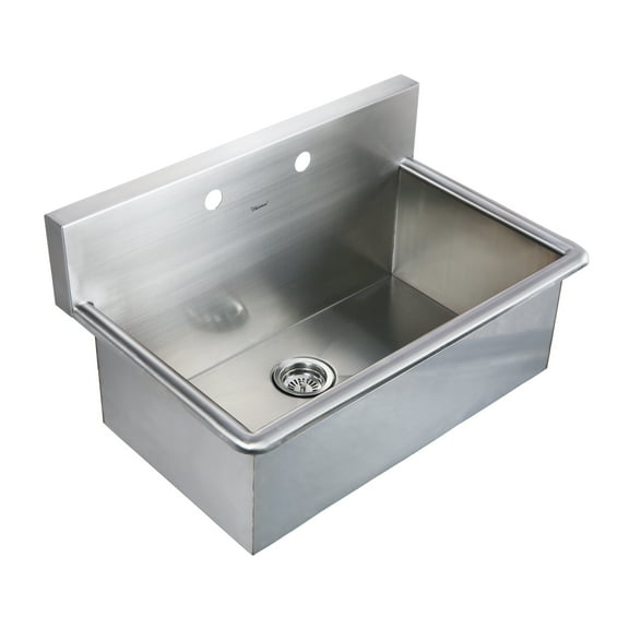 Noah's Collection Brushed Stainless Steel Commercial Drop-in or Wall Mount Utility Sink - Brushed Stainless Steel