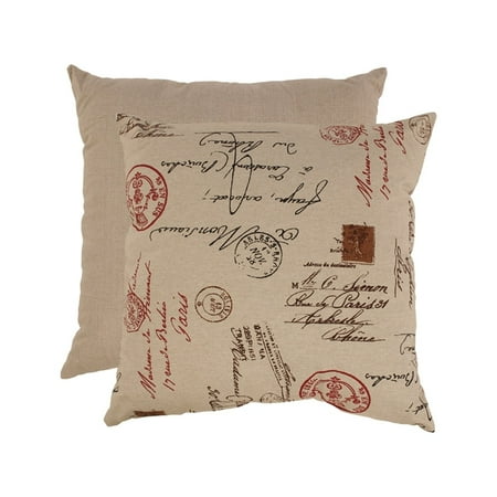 Eco-Friendly French Postale Red and Tan Linen Polyester Floor Pillow 23