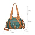 thumbnail image 4 of Women Casual Bag Fine Texture Vintage Fashion Washable Mother Handbag Shoulder Bags Green, 4 of 5