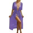 thumbnail image 4 of Women's Sheer Beach Cover Up With Tie Waist Split Design And Lightweight Mesh For Bikini Swimwear Swim Cover up Sheer Bottom Cover Ups for Swimwear Women plus Size Womens Swim Cover Ups Shoulder Cover, 4 of 4