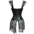 thumbnail image 6 of VASLANDA Faux Leather Steampunk Corset Dress Sexy Hollow Lace Bustier Skirt Overbust Shoulder Straps Cincher Lingerie, 6 of 6
